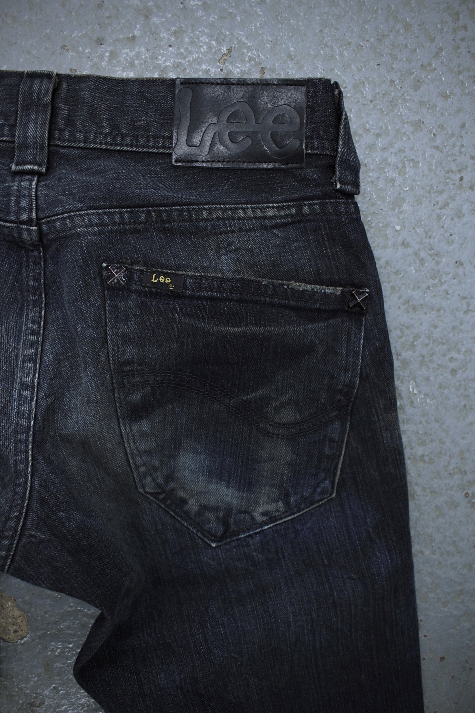 Midas x LEE Early 00s Mud Washed Blue Studded Bootcut Denim detail | DRIEW GARMENTS