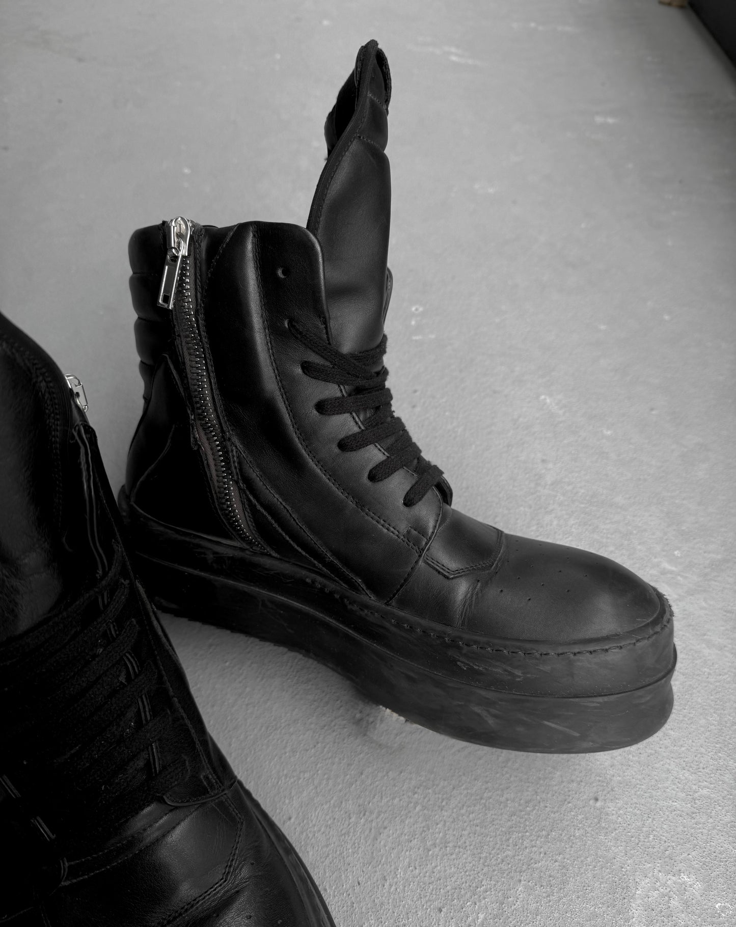 Rick Owens AW23 "LUXOR" Mega Bumper Geobasket Leather Sneakers