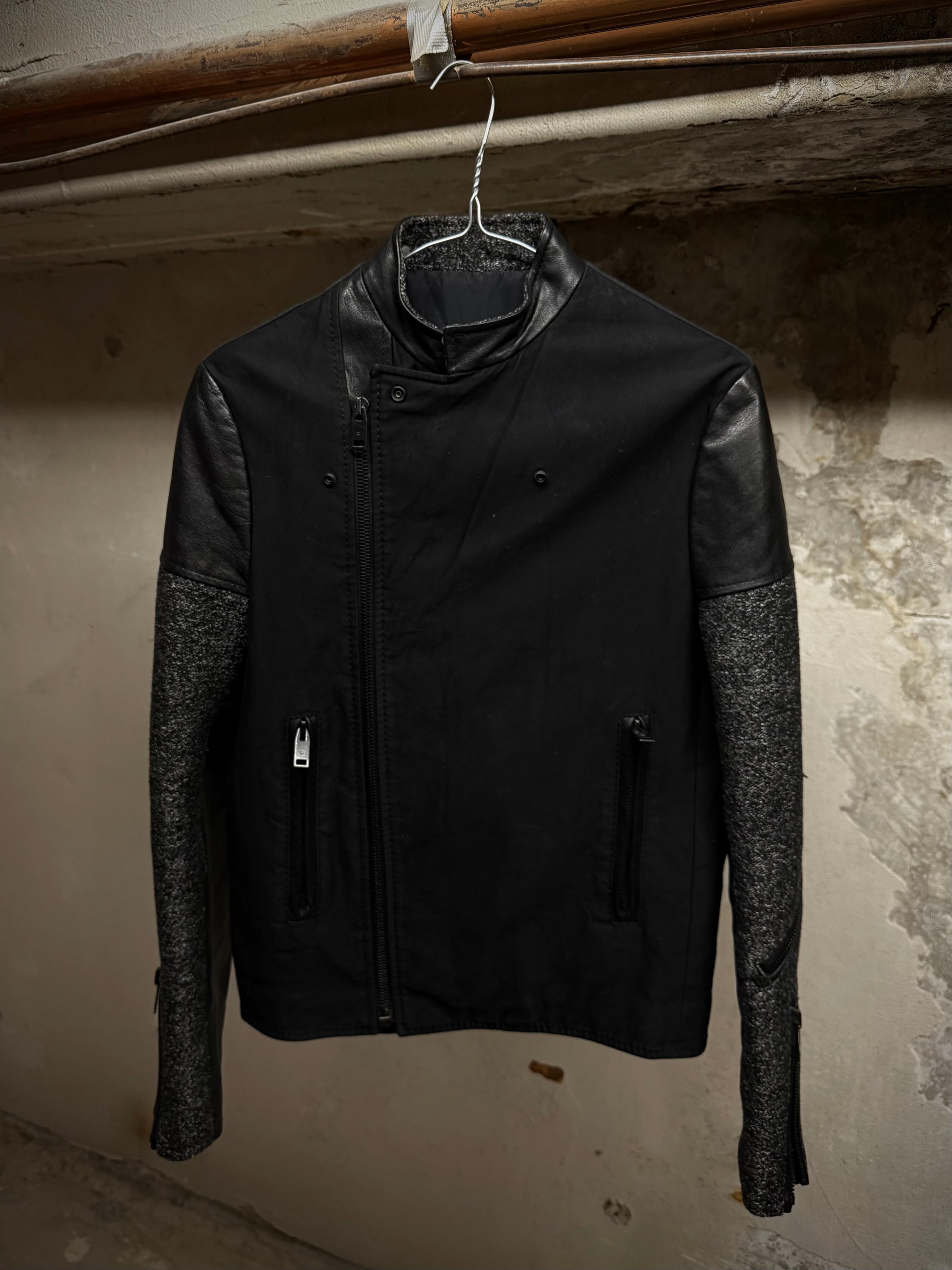 Balenciaga by Nicolas Ghesquière AW2012 Buffalo Leather Hybrid Rider Jacket detail | DRIEW GARMENTS