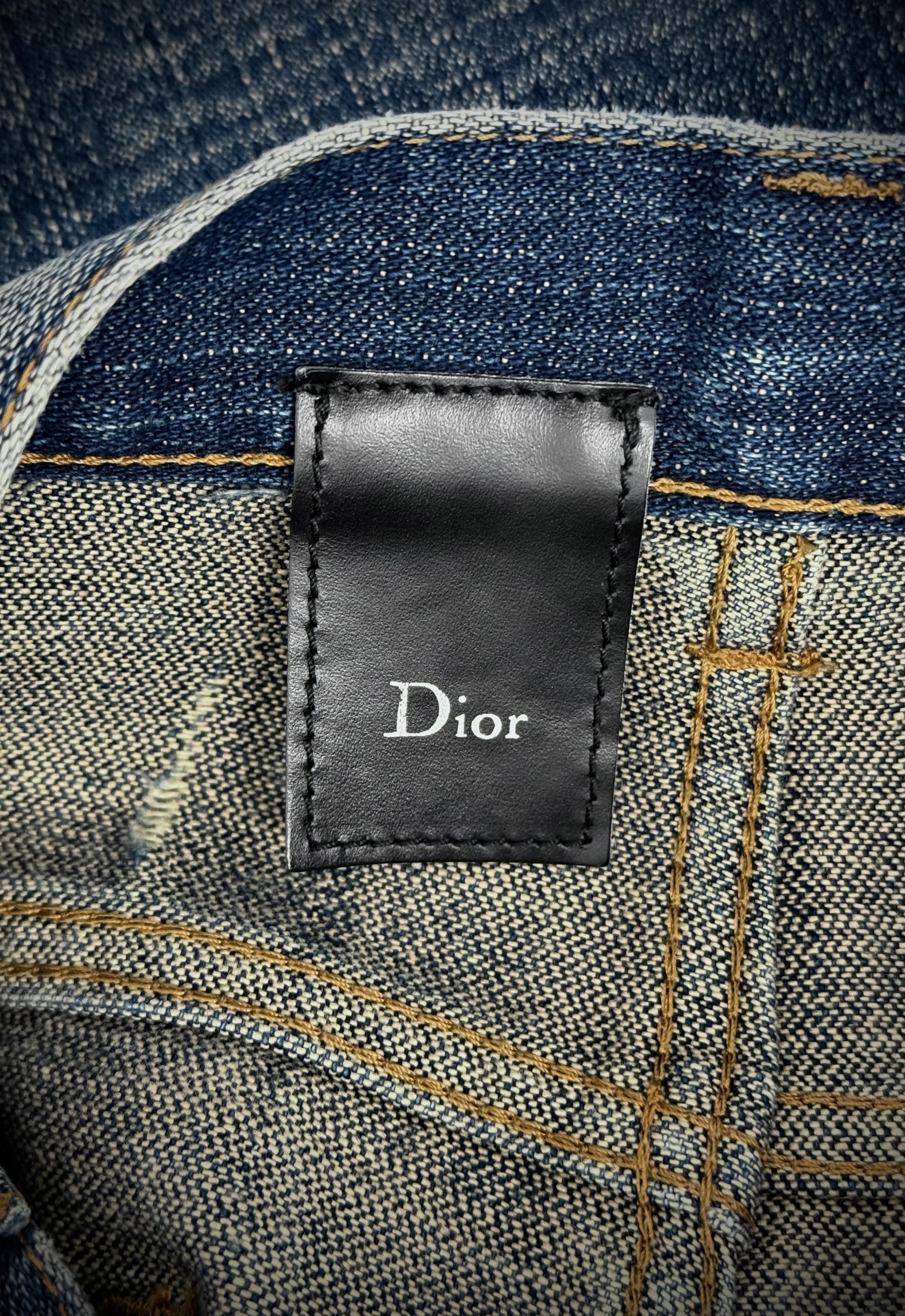 DIOR HOMME Distressed Washed Blue Straight Leg Denim | DRIEW