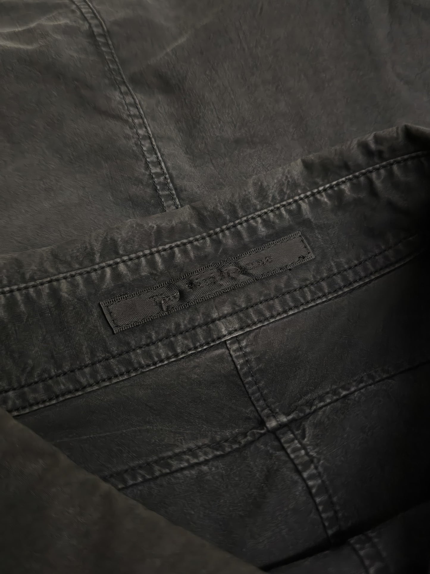 The Viridi-Anne Washed Charcoal Grey Pleated Button-Up Shirt detail | DRIEW GARMENTS