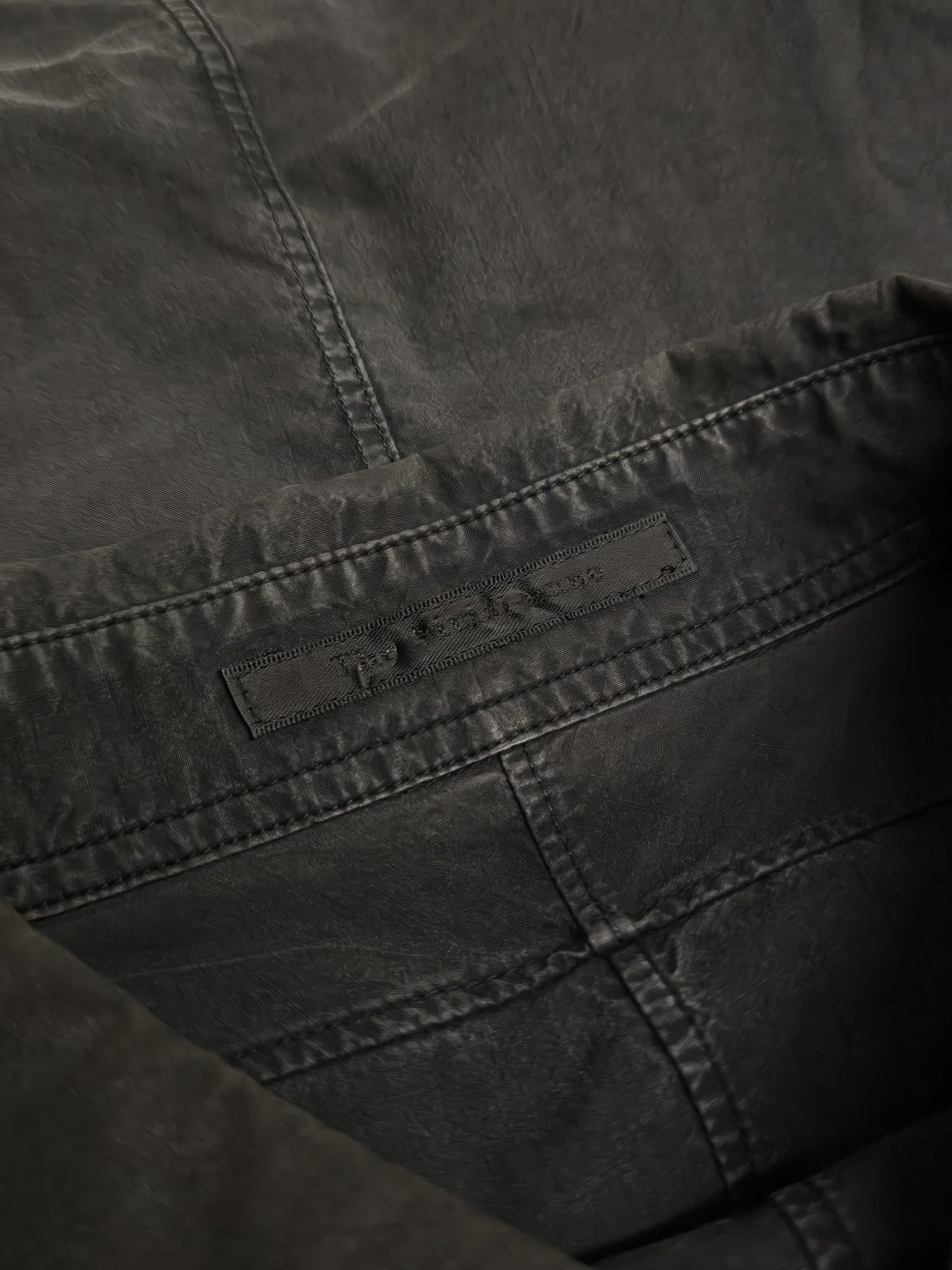 The Viridi-Anne Washed Charcoal Grey Pleated Button-Up Shirt detail | DRIEW GARMENTS