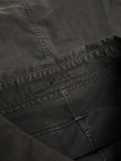 The Viridi-Anne Washed Charcoal Grey Pleated Button-Up Shirt detail | DRIEW GARMENTS