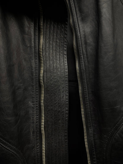 Rick Owens AW13 "PLINTH" High Neck Intarsia Calf Leather Jacket