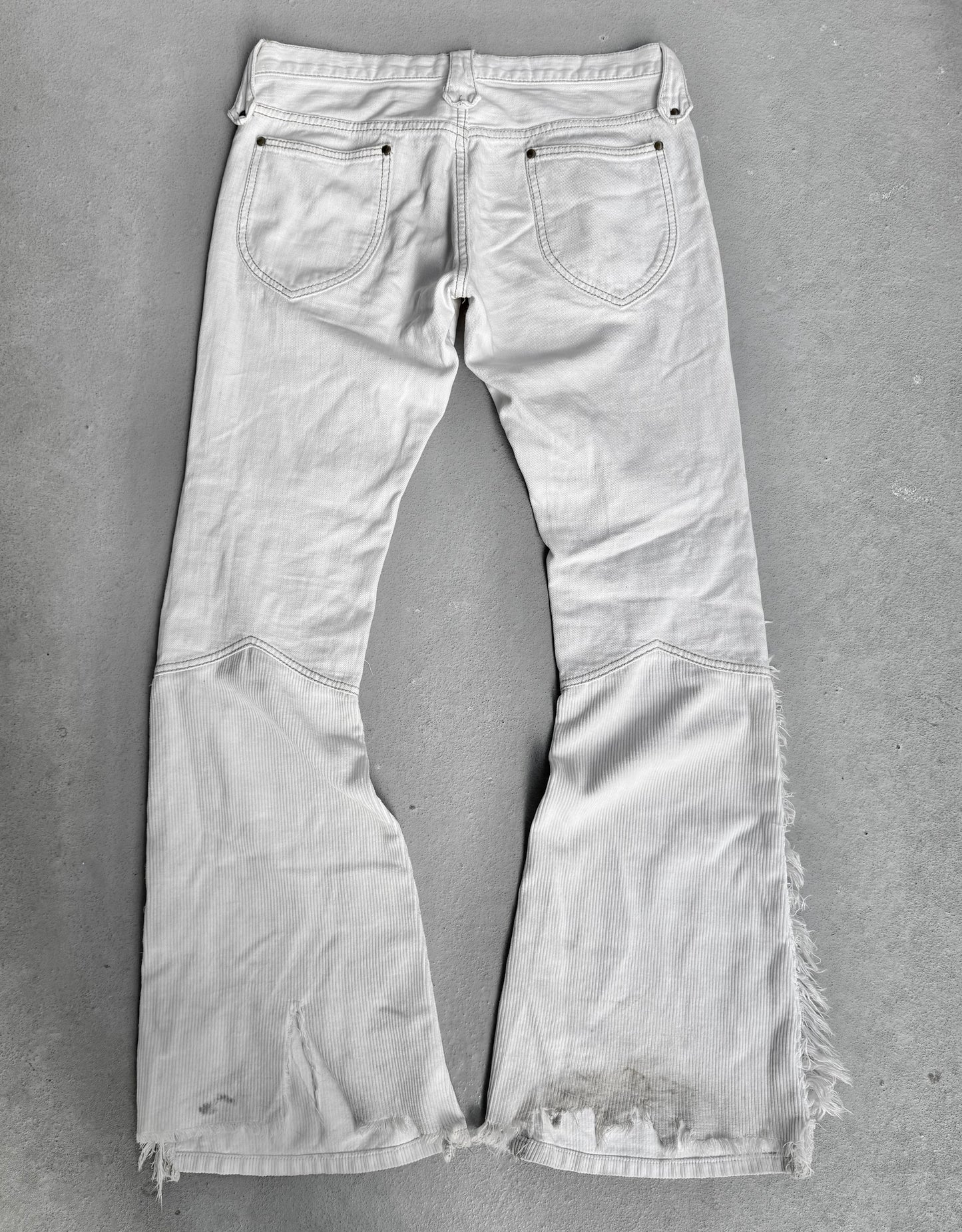 LED RECHWE Early 00s Ivory Hybrid Corduroy Bell-Bottom Denim