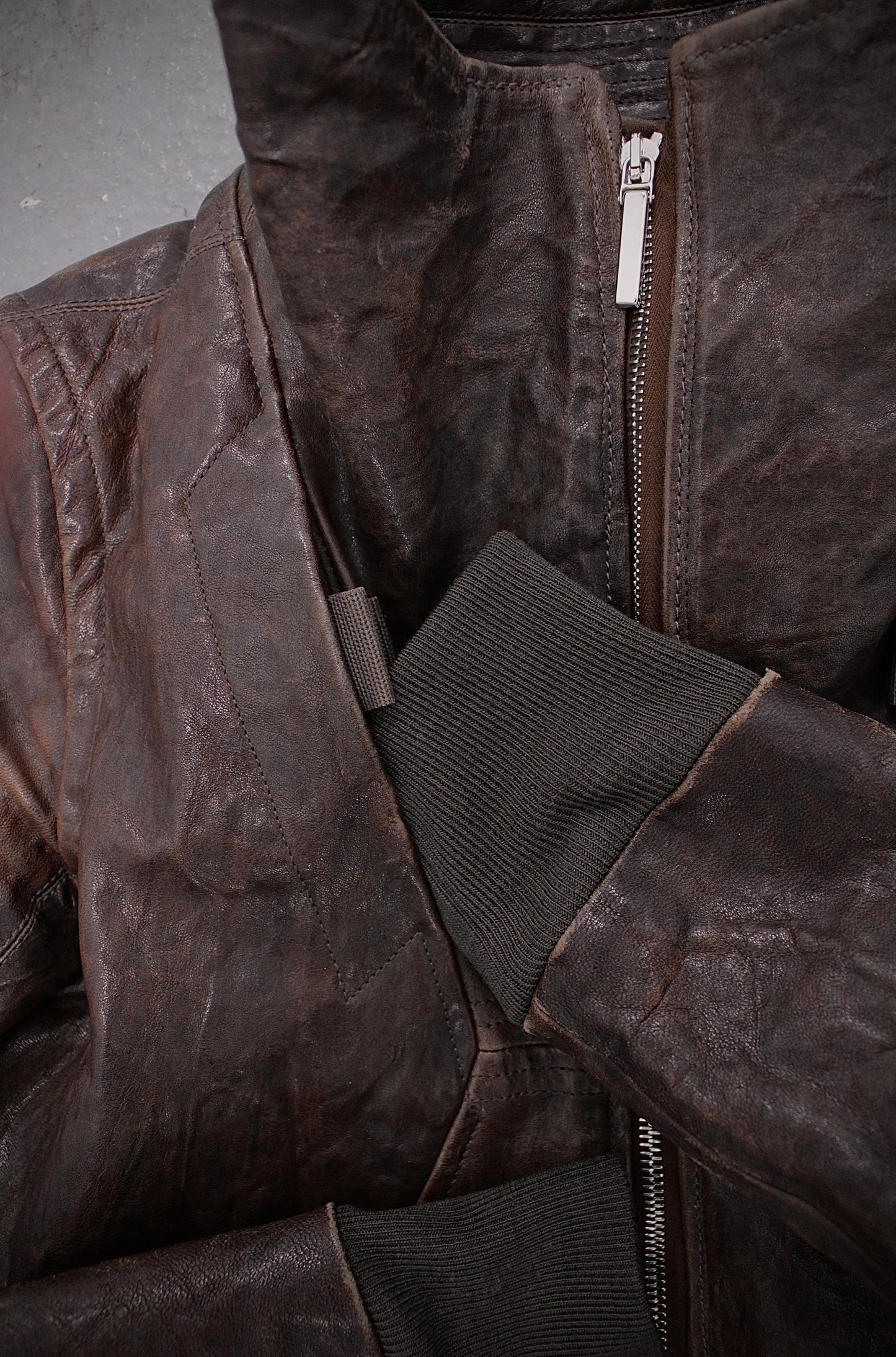 Rick Owens AW09 "CRUST" BITTER Lambskin Leather Velcro Geo Jacket