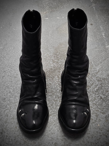 Carol Christian Poell 'AM/2687P CORS-PTC/010' Horse Leather Titanium Prosthetic Tornado Zip Boots detail | DRIEW GARMENTS