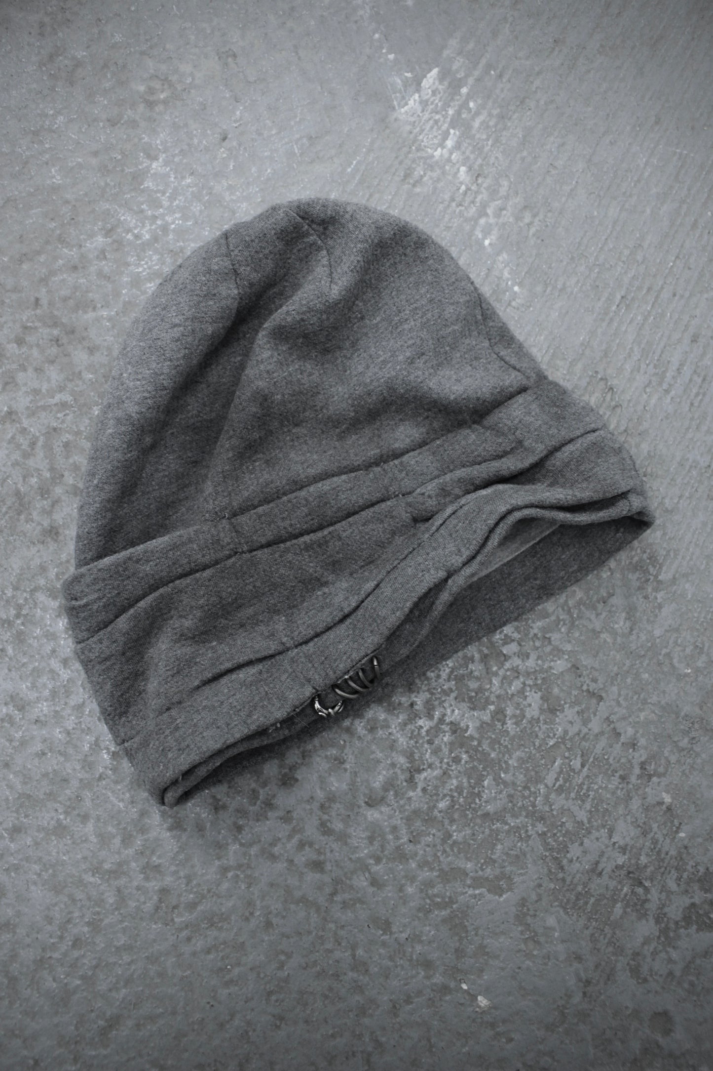14thAddiction Early 00s Grey Layered Metal Piecing Beanie | Archive Fashion Toronto