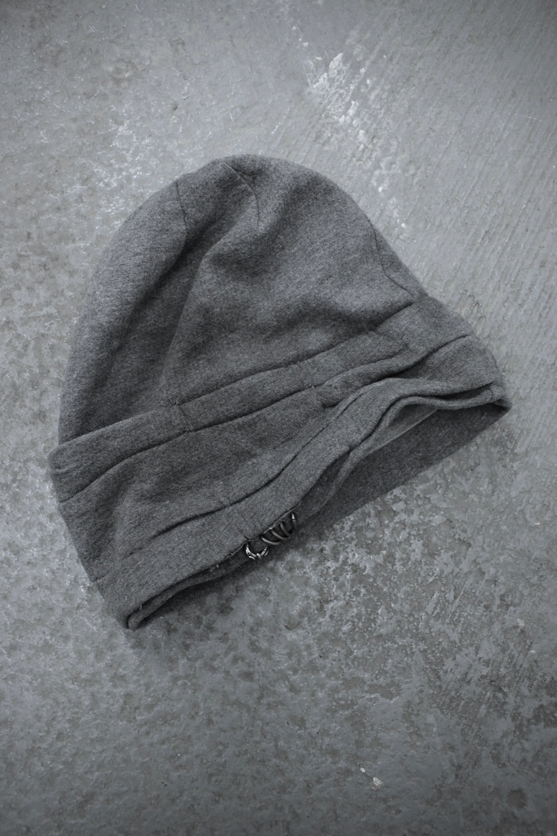 14thAddiction Early 00s Grey Layered Metal Piecing Beanie | Archive Fashion Toronto