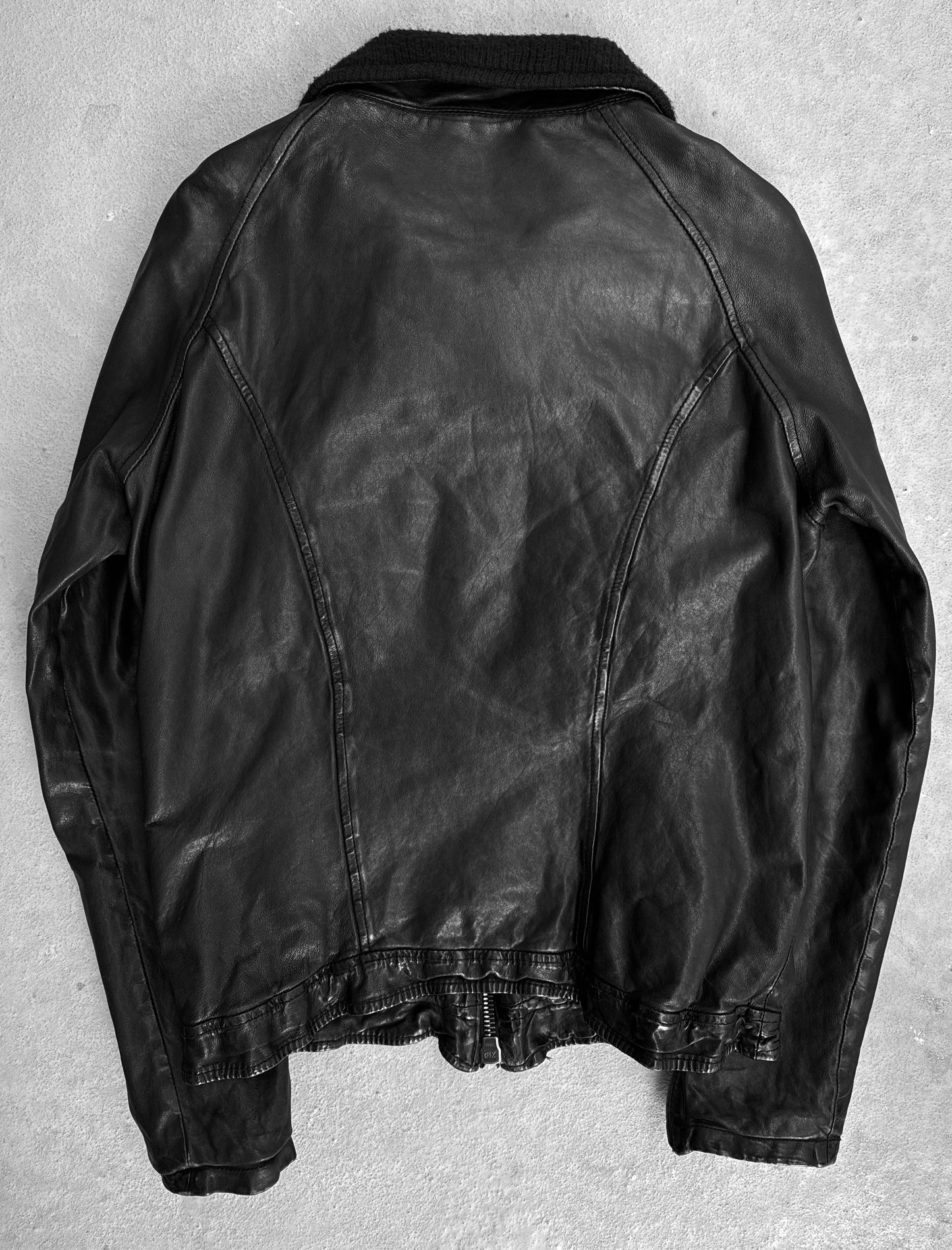 Giorgio Brato Early 00s Vegetable-tanned Multi-zip Sheepskin Leather Rider Jacket