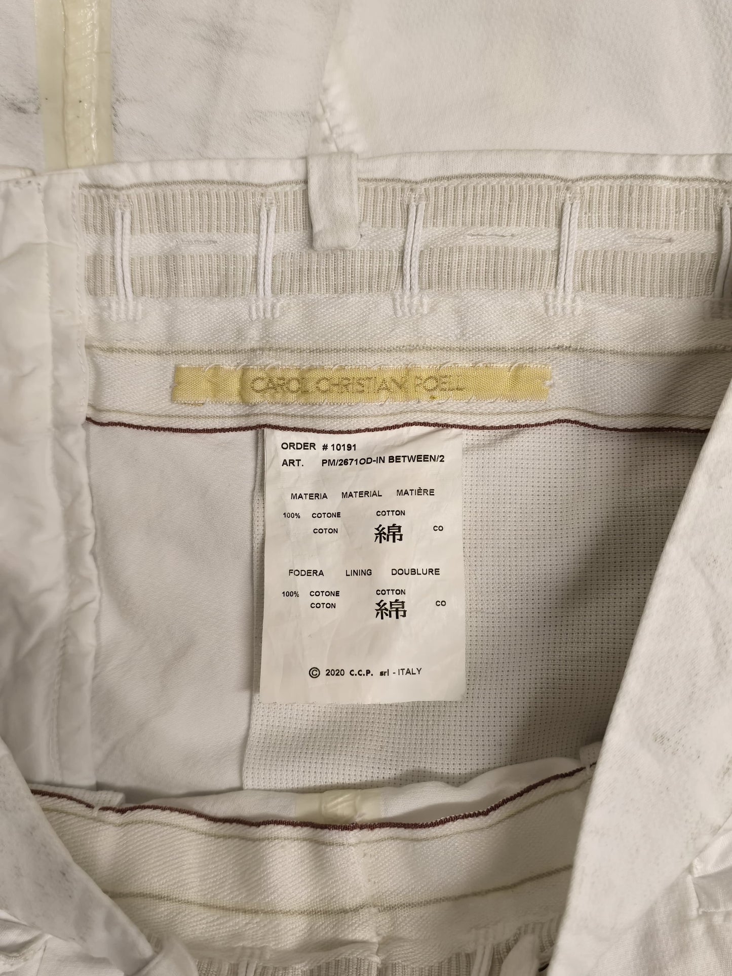 Carol Christian Poell 'PM/2671OD-IN BETWEEN/2' Object-dyed Visible Meltlock Front Zip Trousers
