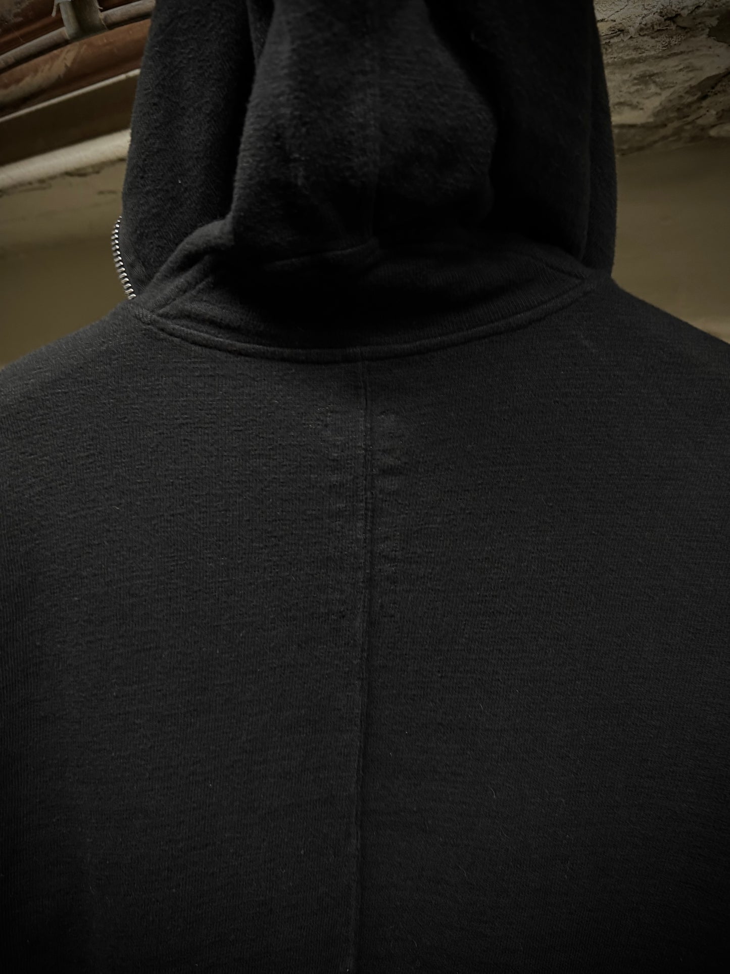 Rick Owens DRKSHDW AW16 "MASTODON" Black Cotton Gimp Hoodie detail | DRIEW GARMENTS