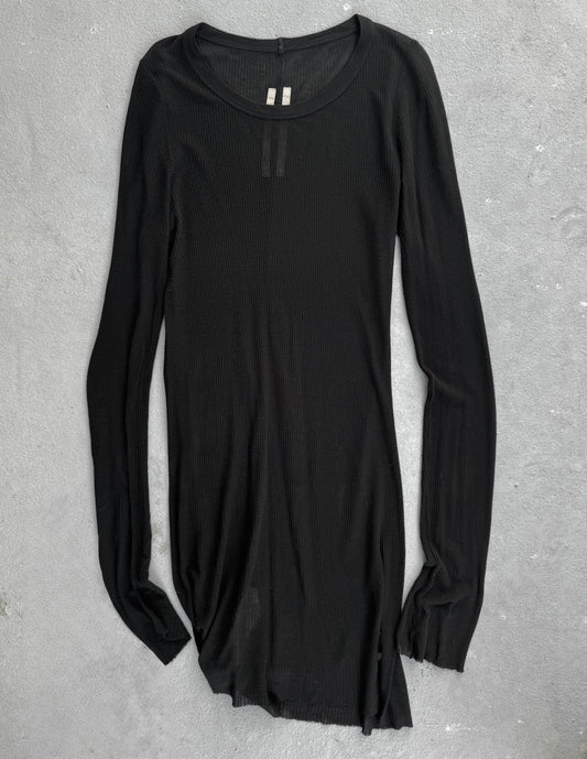 Rick Owens AW22 “STROBE” Black Sheer Ribbed Long-sleeves