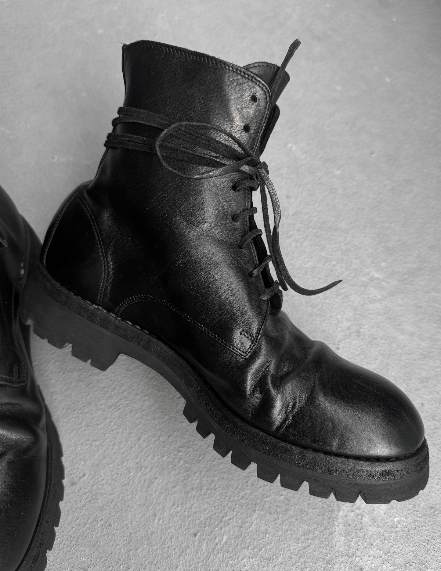 GUIDI '795V' Black Horse Leather Lace-up Boots