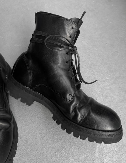 GUIDI '795V' Black Horse Leather Lace-up Boots