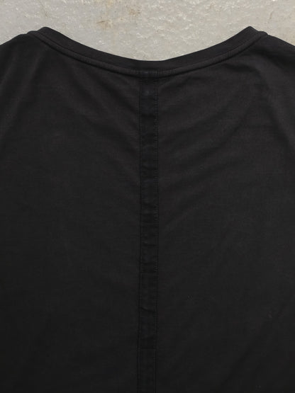DEVOA Rolled Neck Blistered Leather Back Seam Panel T-shirt detail | DRIEW GARMENTS