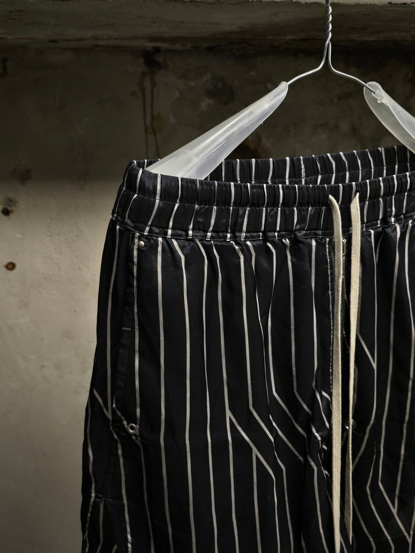 Rick Owens SS23 "EDFU" BLACK PEARL Striped Bela Boxers Shorts