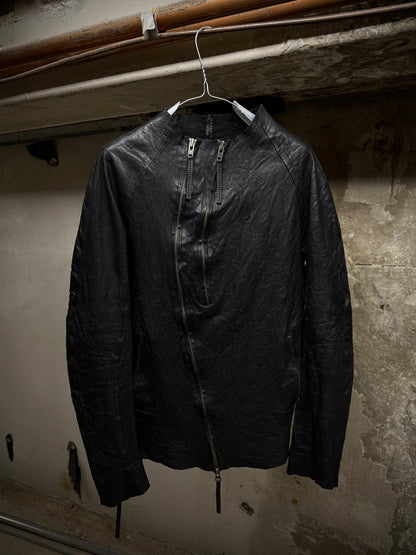 ARMY OF ME 2010s Unlined Raglan Asymmetric Zip Cow Leather Jacket