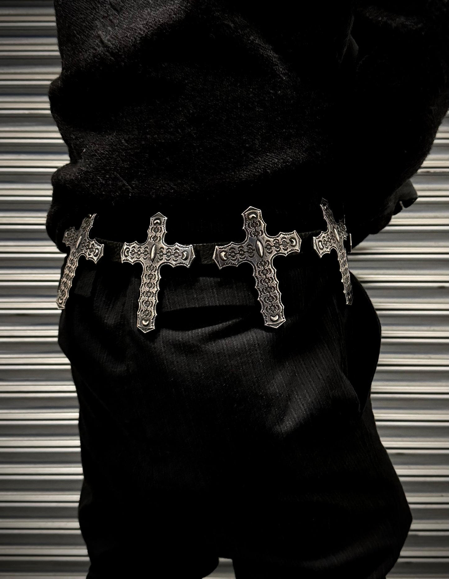 L.G.B. Early 00s Cross Relic Bison Leather Belt