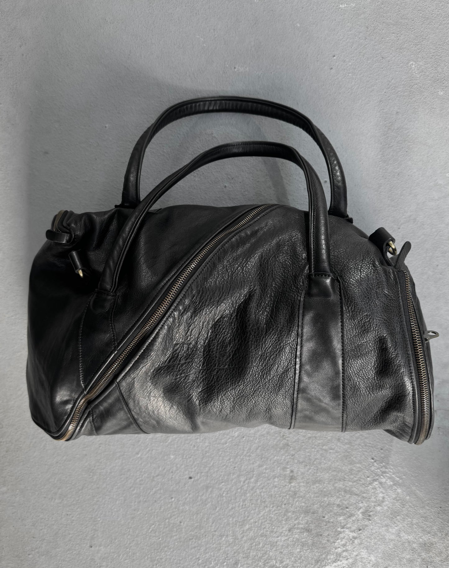 MiharaYasuhiro x Jas M.B SS09 ‘Boston’ Tornado Zip Black Cowhide Leather Duffle Bag