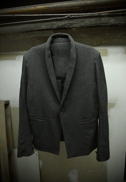 Boris Bidjan Saberi AW13-14 'SUIT2-F1115' Dark Grey Tape Seam Shawl Collar Blazer