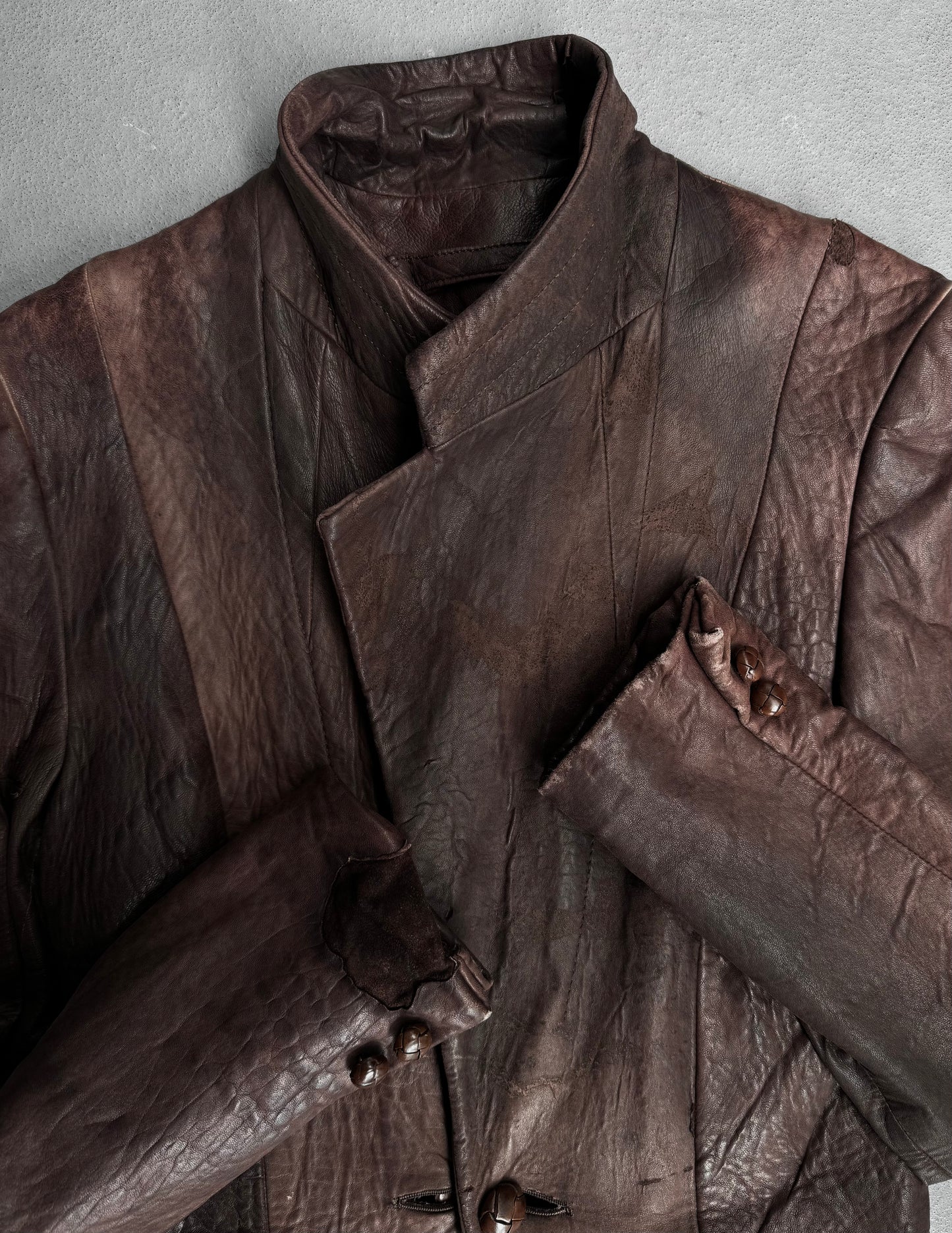 MiharaYasuhiro Early 00s Distressed Sheepskin Leather Coat