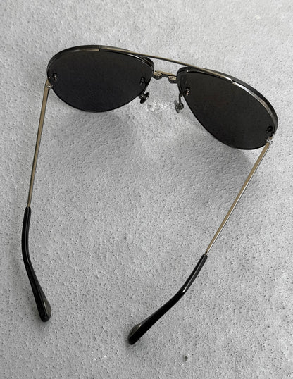 Ann Demeulemeester x Linda Farrow CAT.3 Titanium Gunmetal Aviator Sunglasses