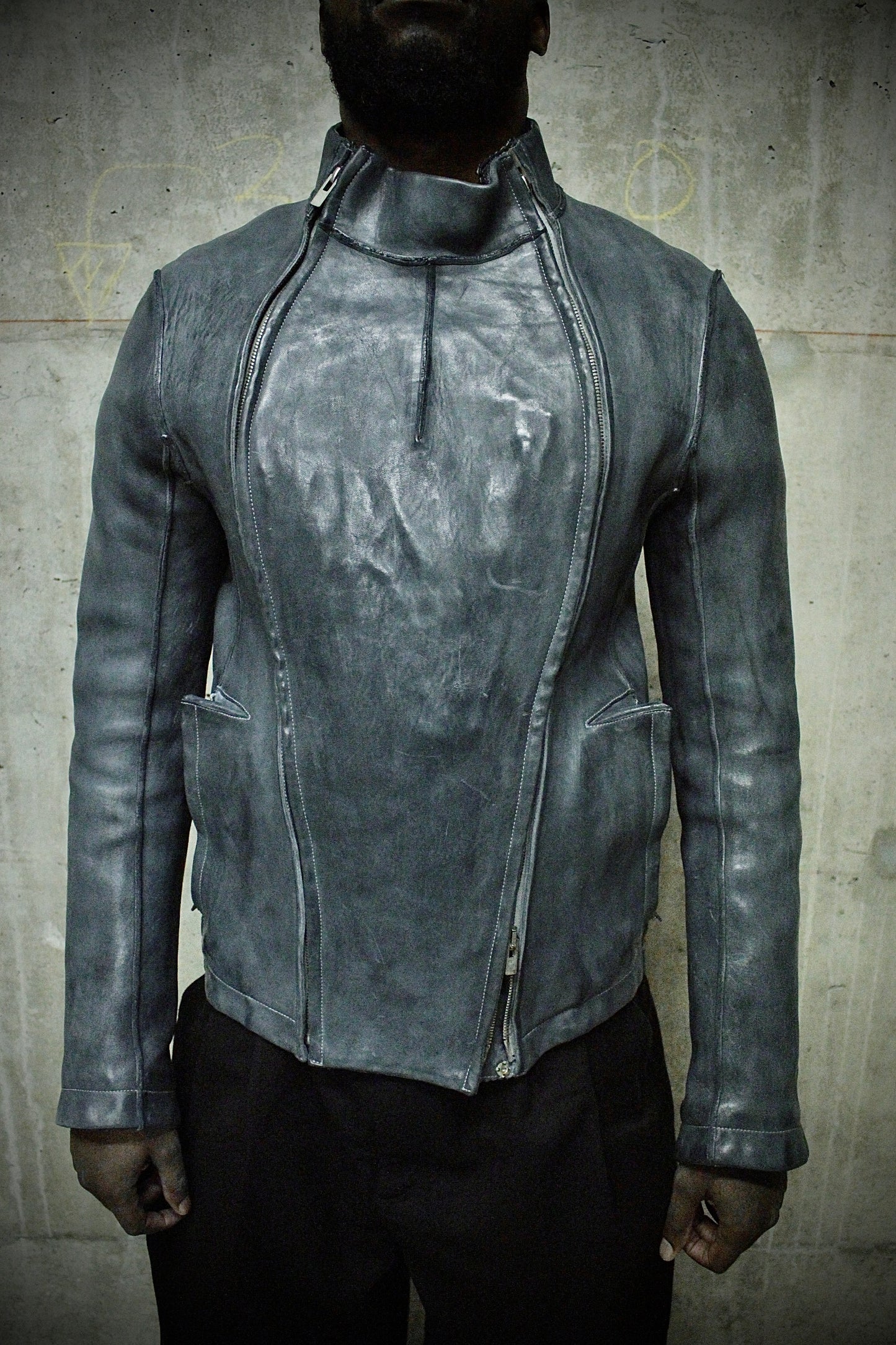 Carol Christian Poell SS00 'LM/2700-IN CORSS-PTC/029' Object-dyed Lined Pinch Seam Horse Leather Fencing Jacket