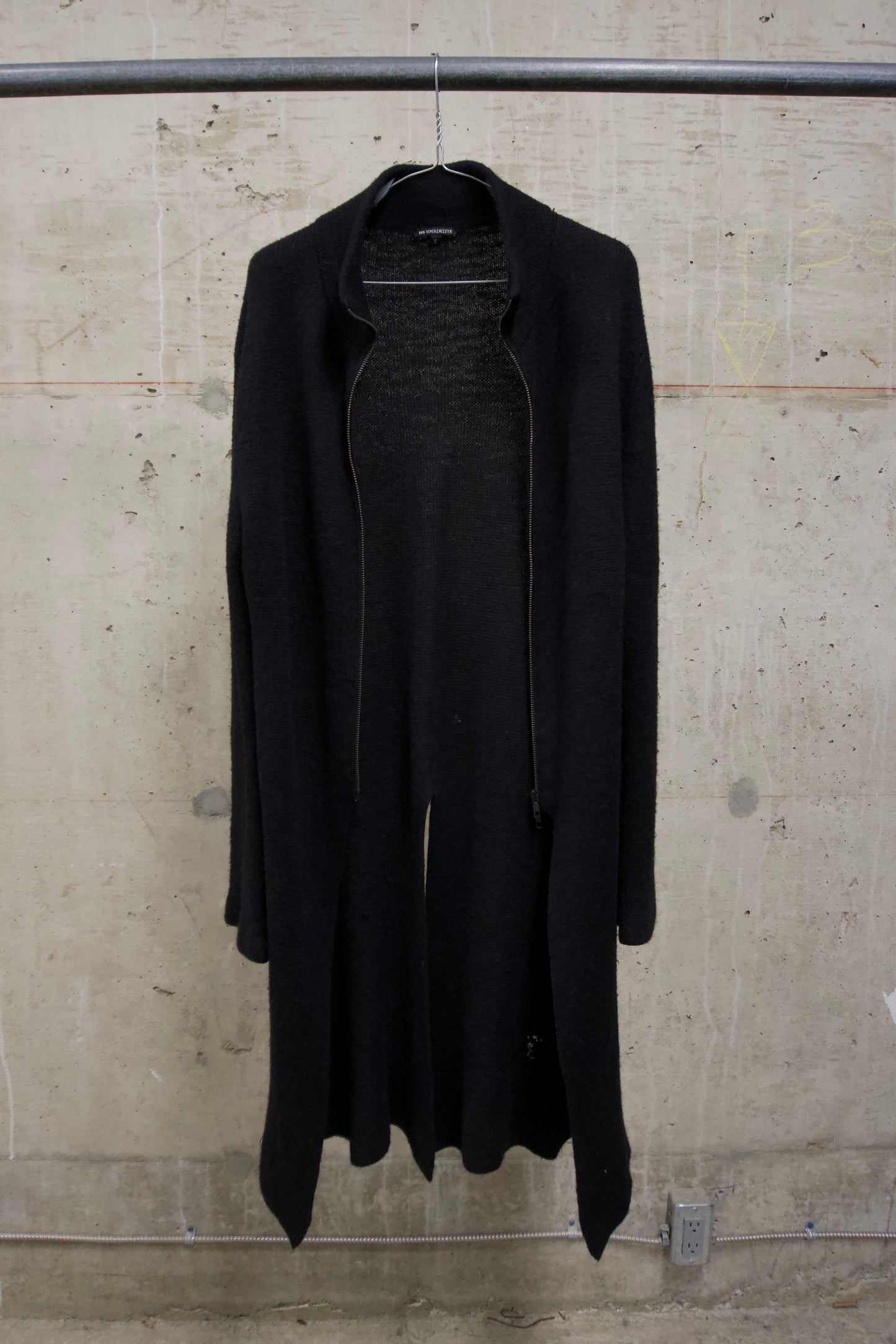 Ann Demeulemeester 2010s Alpaca Wool Zip Long Split Hem Cardigan