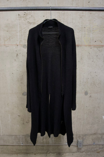 Ann Demeulemeester 2010s Alpaca Wool Zip Long Split Hem Cardigan