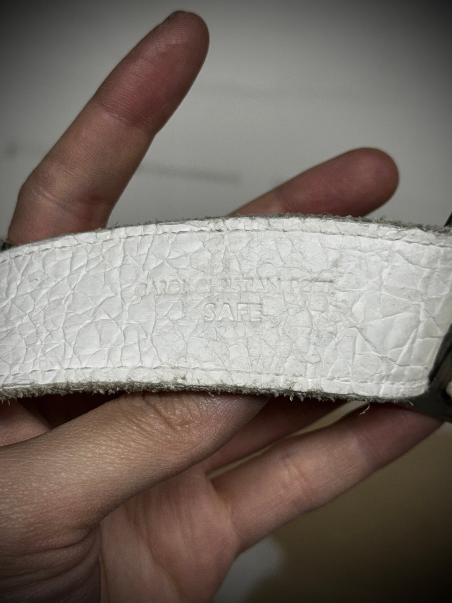 Carol Christian Poell Belt 'AM/2624-IN PABER-PTC/03' Bipolar Paper Dart Bison Leather Belt detail | DRIEW GARMENTS