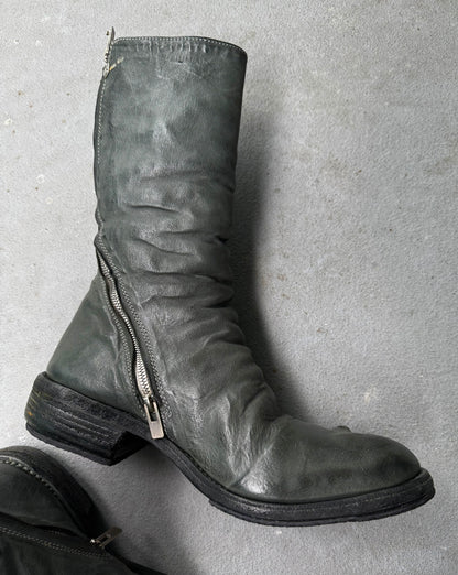 Carol Christian Poell ‘AM/2687P ROOMS-PTC/19’ Kangaroo Leather Titanium Prosthetic Tornado Zip Boots