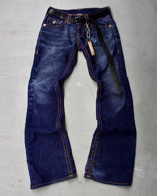True Religion Early 00s Faded Blue Corduroy Bootcut Pants