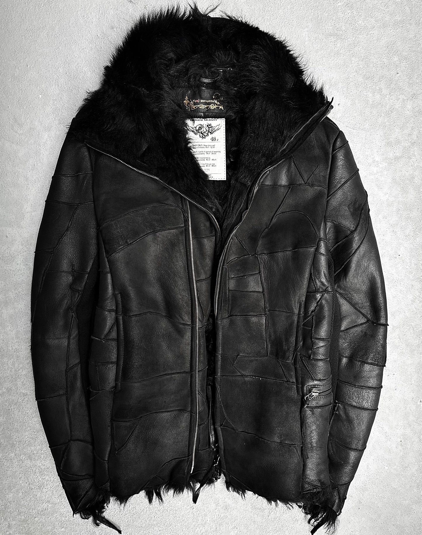 Kyoji Maruyama Early 00s ‘Mouton’ Sheepskin Leather Patchwork Rider Jacket