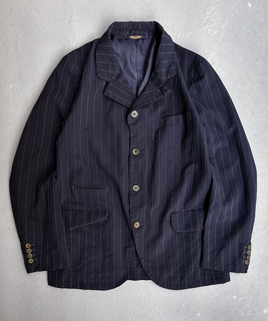 COMME des GARÇONS HOMME DEUX SS19 Navy Seersucker Pinstripes Blazer