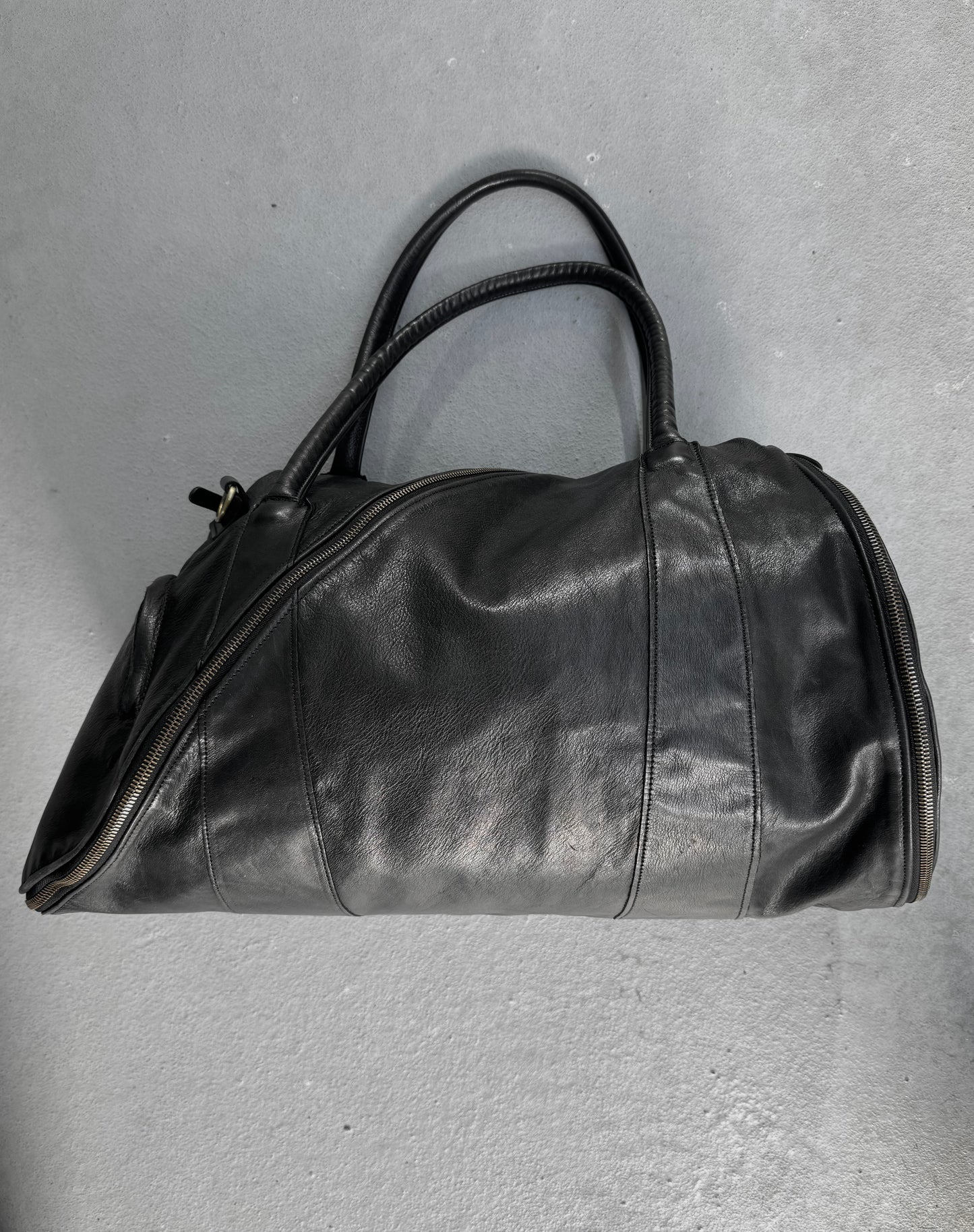 MiharaYasuhiro x Jas M.B SS09 ‘Boston’ Tornado Zip Black Cowhide Leather Duffle Bag