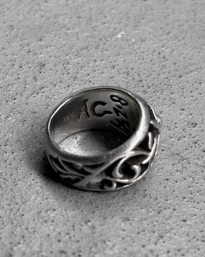 A&G Rock N’ Roll Couture Early 00s Baroque Dome Silver Ring