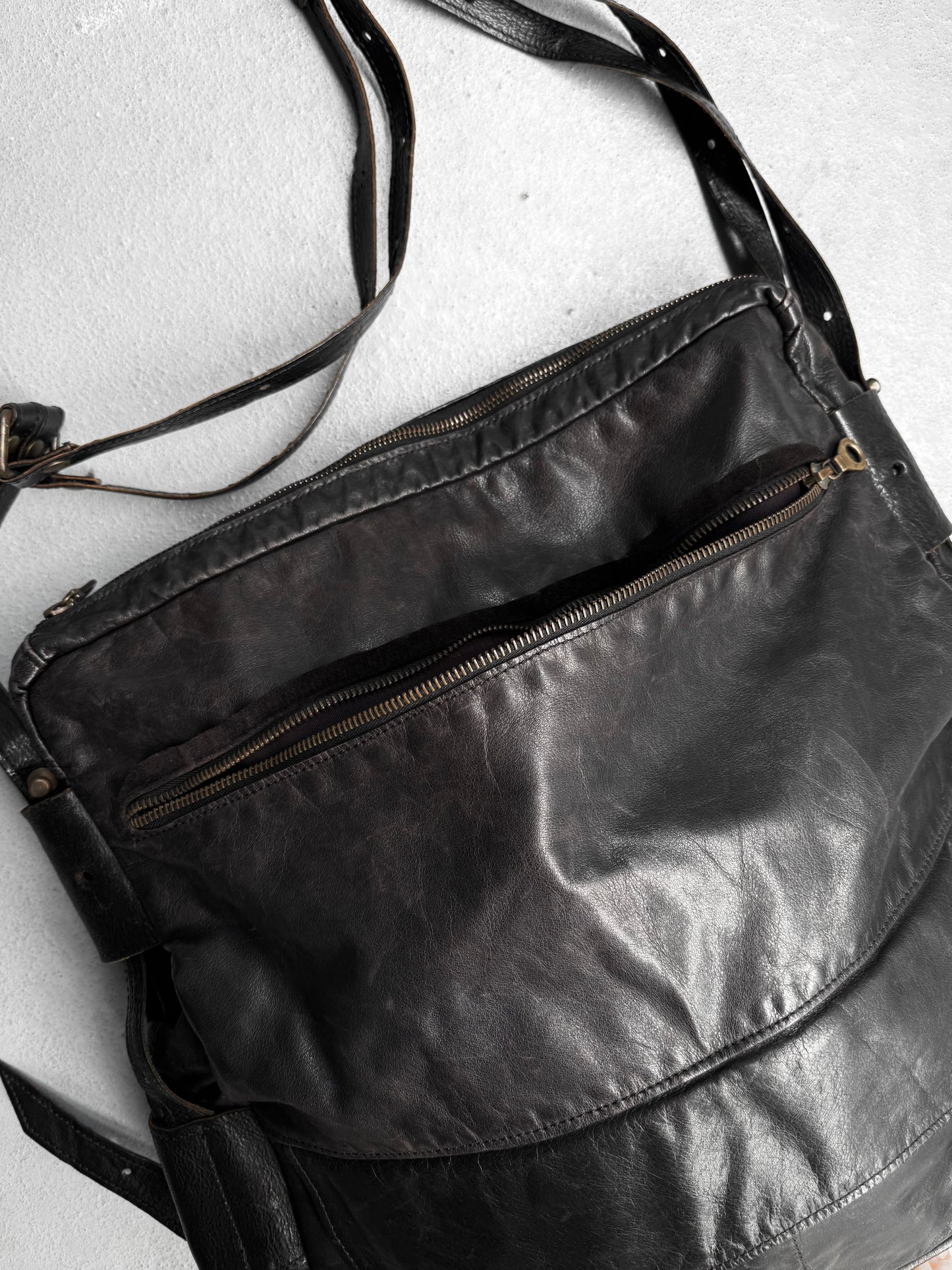 Jas M.B Early 00s Steerhide Leather Pilot Messenger Bag