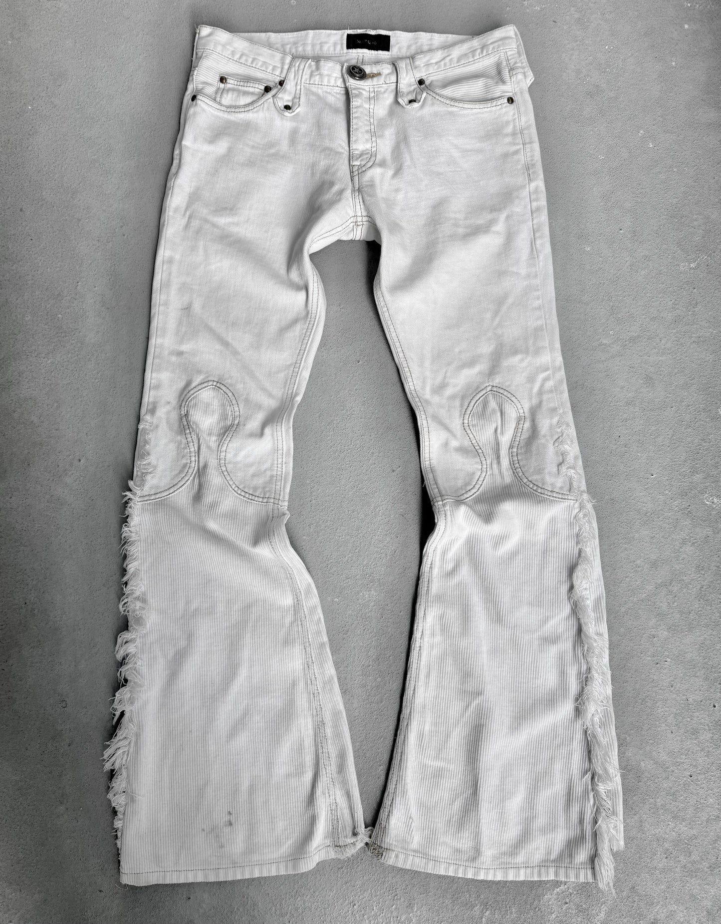 LED RECHWE Early 00s Ivory Hybrid Corduroy Bell-Bottom Denim