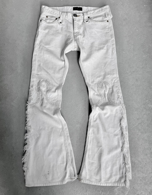 LED RECHWE Early 00s Ivory Hybrid Corduroy Bell-Bottom Denim