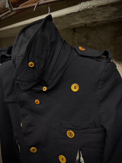 COMME des GARÇONS HOMME PLUS SS12 Cut-Out Poly Napoleon Trench Coat detail | DRIEW GARMENTS