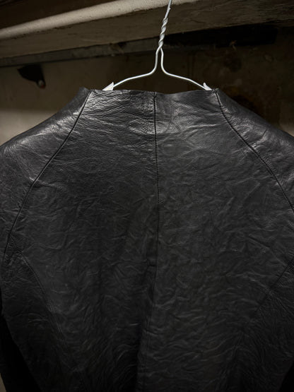 ARMY OF ME 2010s Unlined Raglan Asymmetric Zip Cow Leather Jacket