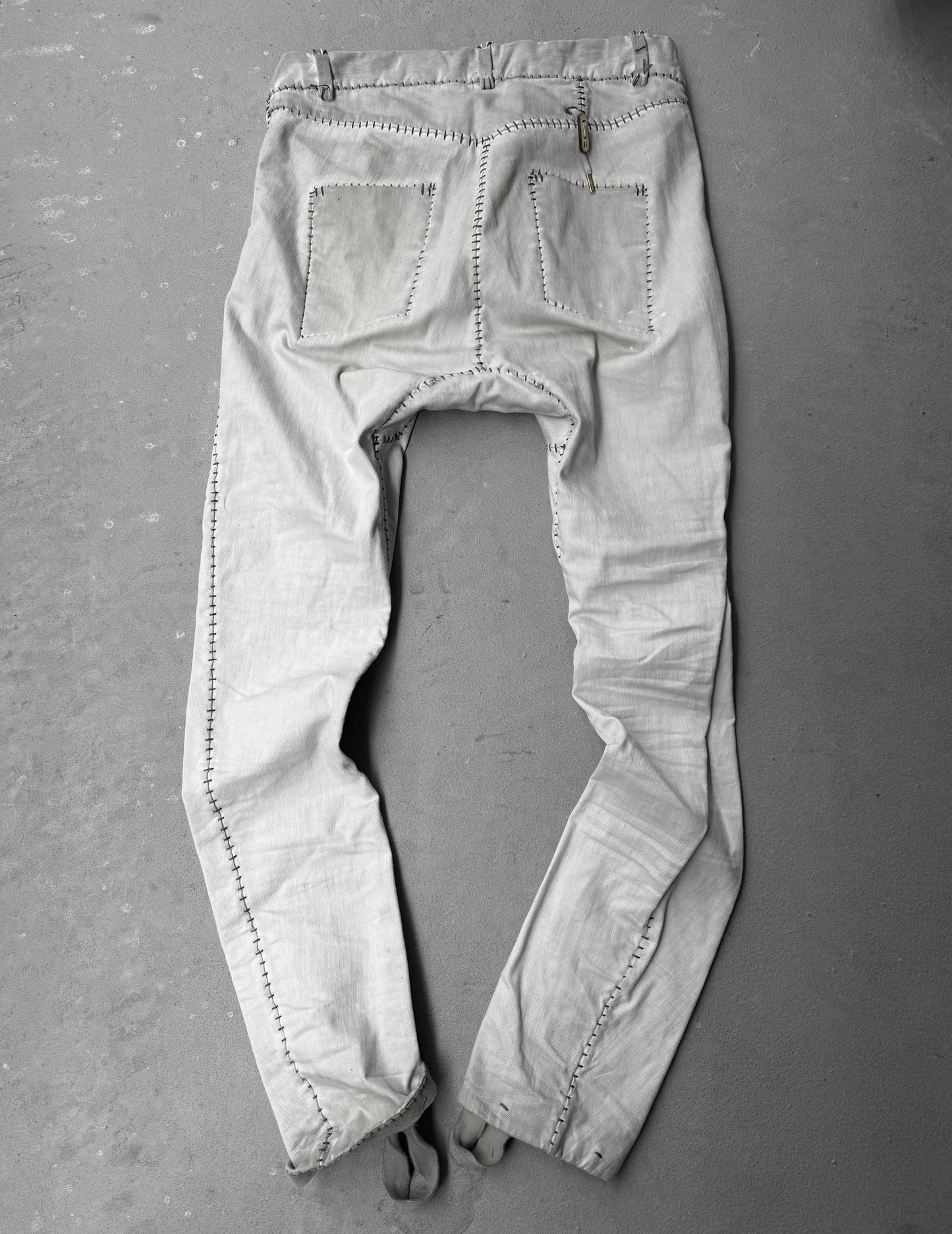 Boris Bidjan Saberi AW21 ‘P13-HS-TF’ Faded Light Grey Resin-Dyed Hand Stitch Denim