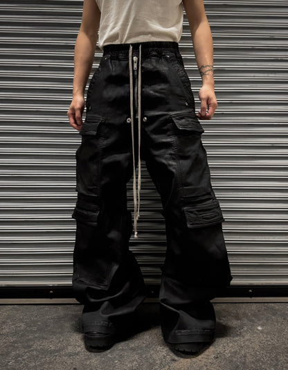 Rick Owens DRKSHDW AW24 “PORTERVILLE” Heavy-waxed Jumbo Leg ‘Bela’ Cargo Pants
