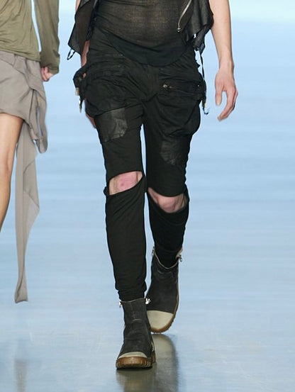 Rick Owens SS04 "CITROEN' Slashed Knee Zipper Cargo Pants