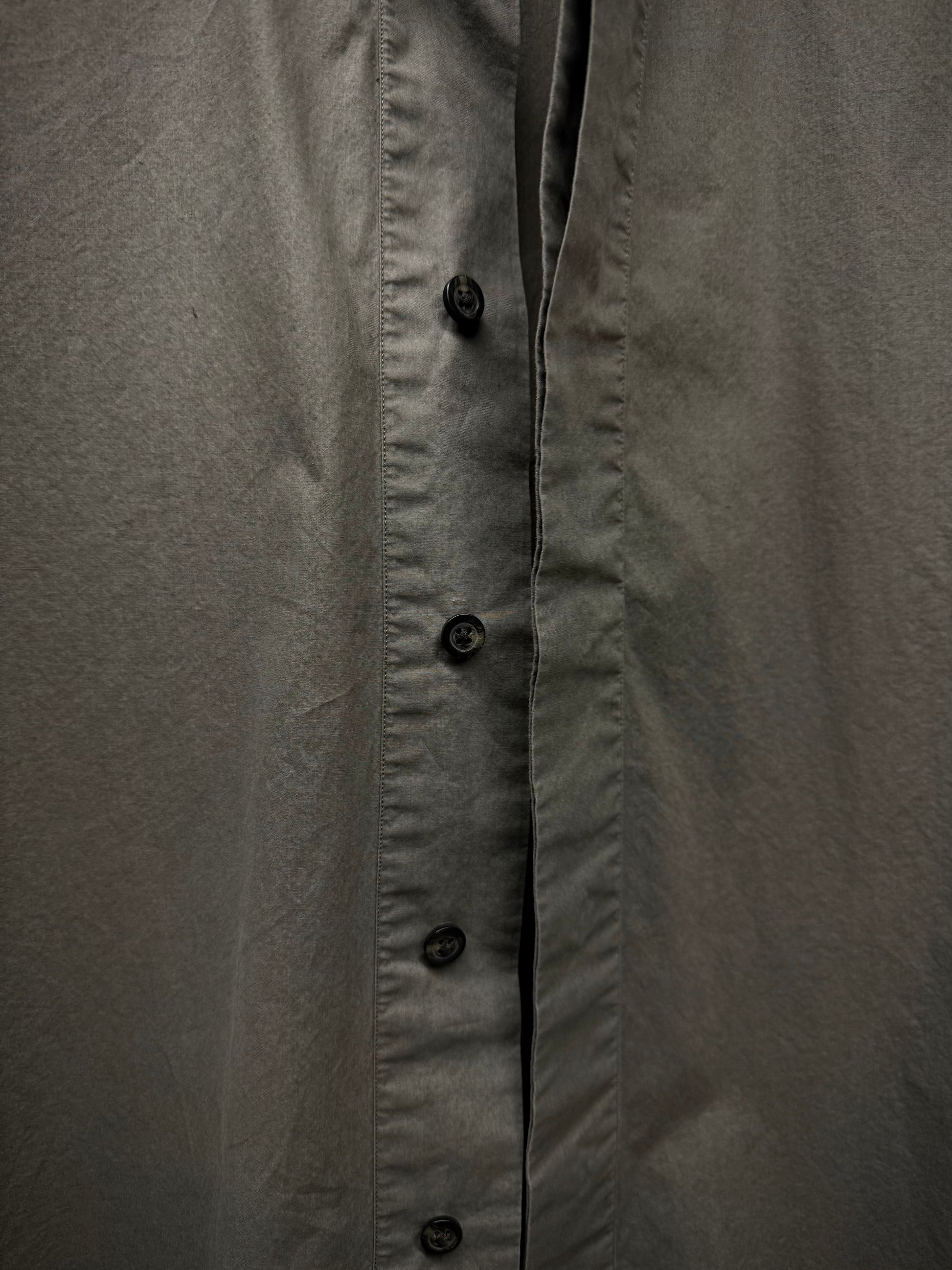 Rick Owens AW17 “GLITTER” DARK DUST Mandarin Button-up Short Sleeve Shirt detail | DRIEW GARMENTS