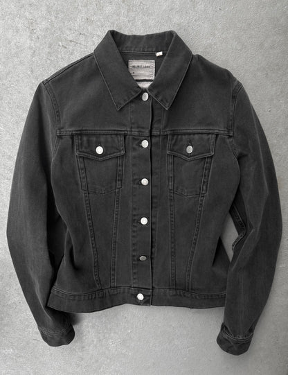 Helmut Lang Early 00s Washed Black Denim Trucker Jacket