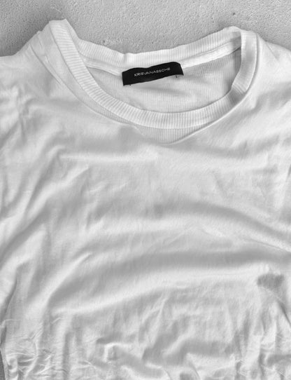 KRISVANASSCHE Early 00s White Distressed Double Layer T-Shirt