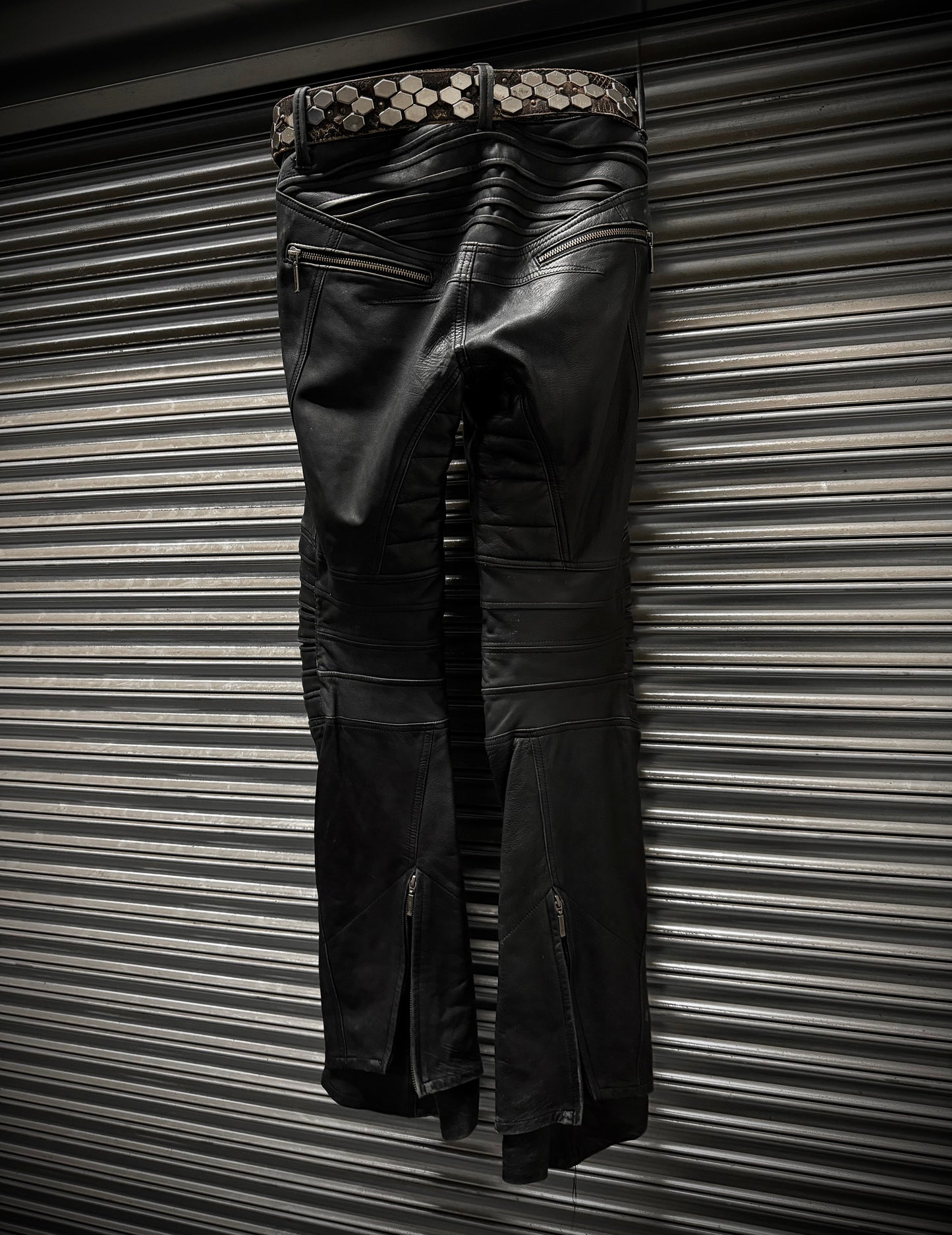 Yasuyuki Ishii Early 00s Padded Biker Sheepskin Leather Pants