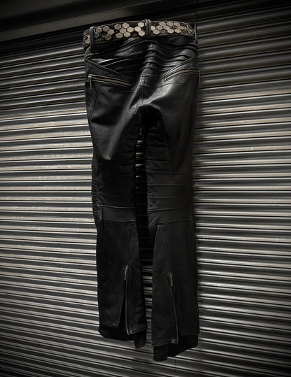 Yasuyuki Ishii Early 00s Padded Biker Sheepskin Leather Pants